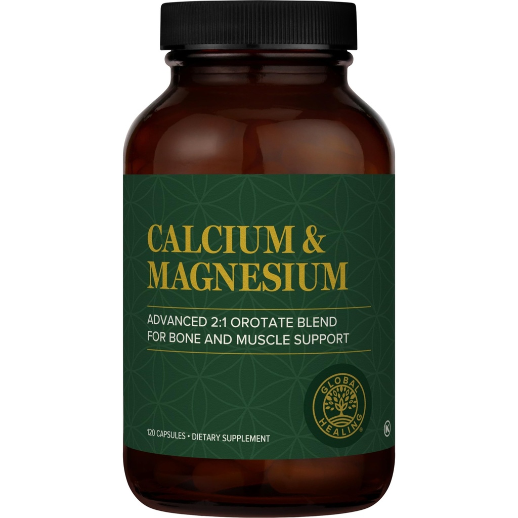 Global şifalı ve Magnezyum Orotate - Kadınlar ve Erkekler için Bone Strength Supplement - Normal Kas Fonksiyonu için Güçlü Dişler ve Kartiovascular Sağlığı Destekleyin - 120 Capsules