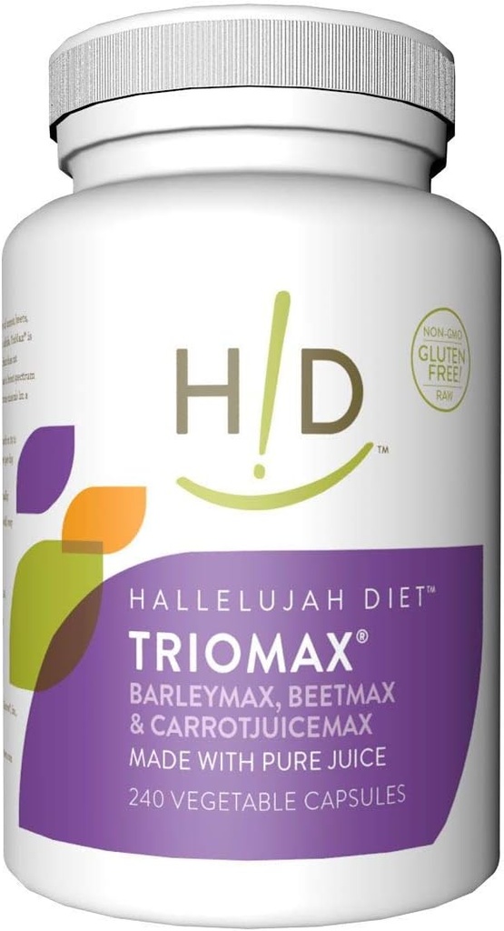 Hallelujah Diyet TrioMax – Broad-Spectrum Vitamin & Antioksit Supplement, Food-Based, Gluten-Free, Vegan, 30-Day Supply, 240 Capsules