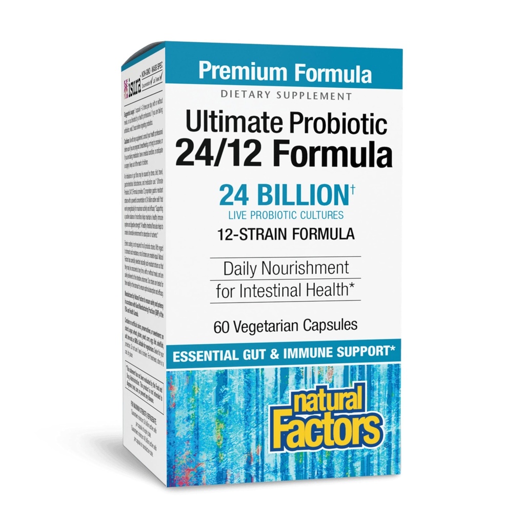 Doğal Faktörler Ultimate Probiyotik 24/12 Formula - Probiyotiklerle Sağlıklı Destek Supplement - Immunity & Gut Health Support Supplement - 60 Vegetarian Capsules (60 Hizmet)