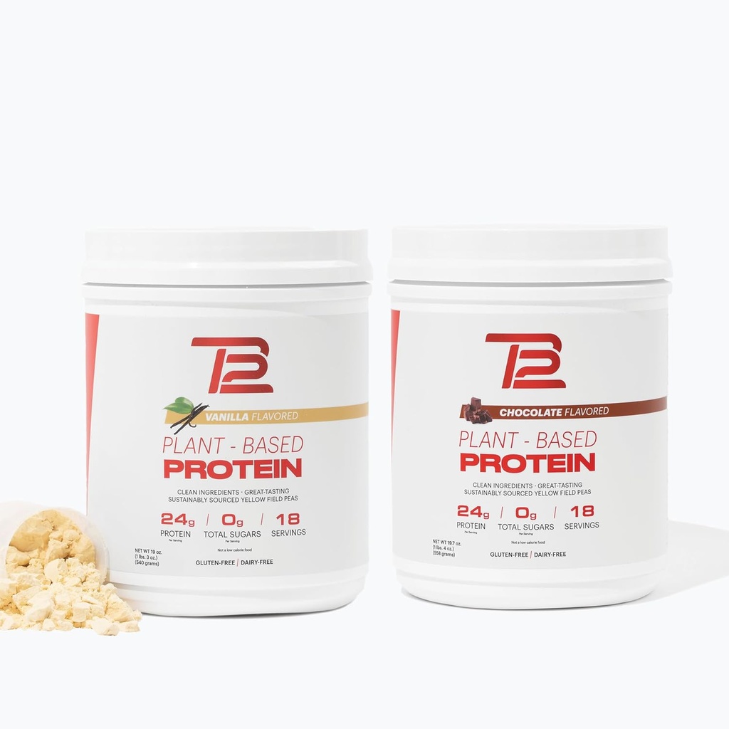 TB12 Bitki Tabanlı Protein Tozu - Vanilla & Chocolate Multi-Pack, 24g Sustainable Sourced Pea Protein, Vegan, 1g Net Carb, Non-GMO, Dairy-Free, Sugar-Free (60 Hizmet)