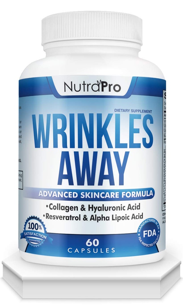 NutraPro Anti Wrinkle ve Ageless Skin Vitaminleri - Collagen & Resveratrol & Alfa - Lipoic Acid & Hyaluronic Asit Supplement to Renew Skin Vitamins - Dermal Tamir Kompleksi