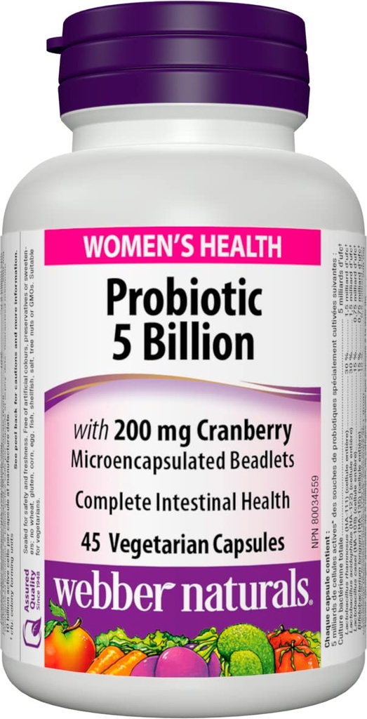 Webber Naturals Women's Multi Probiyotik with Cranberry, 45 kapsül
