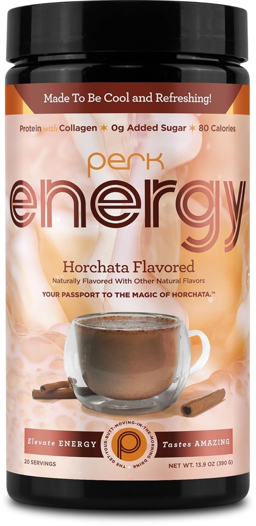 Perk Energy Original Horchata Energy Drink Powder (20 σερβιέτες) - Χωρίς γλουτένη, χωρίς φυστίκι