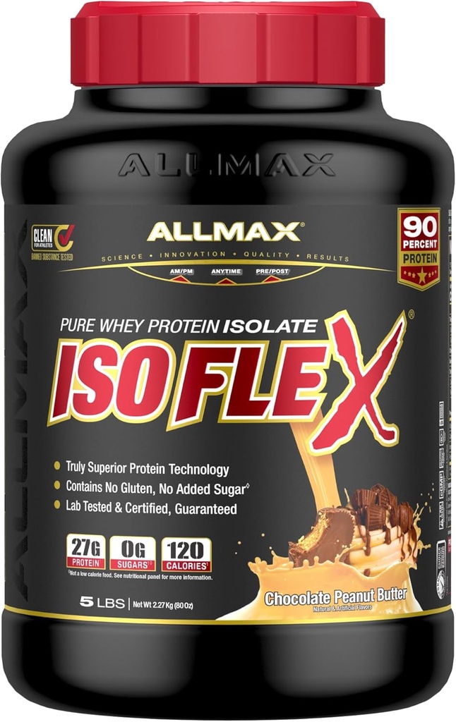ALLMAX Beslenme - ISOFLEX Whey Protein Toz, Whey proteini, 27g protein, Chocolate Peanut Butter, 5 Pound