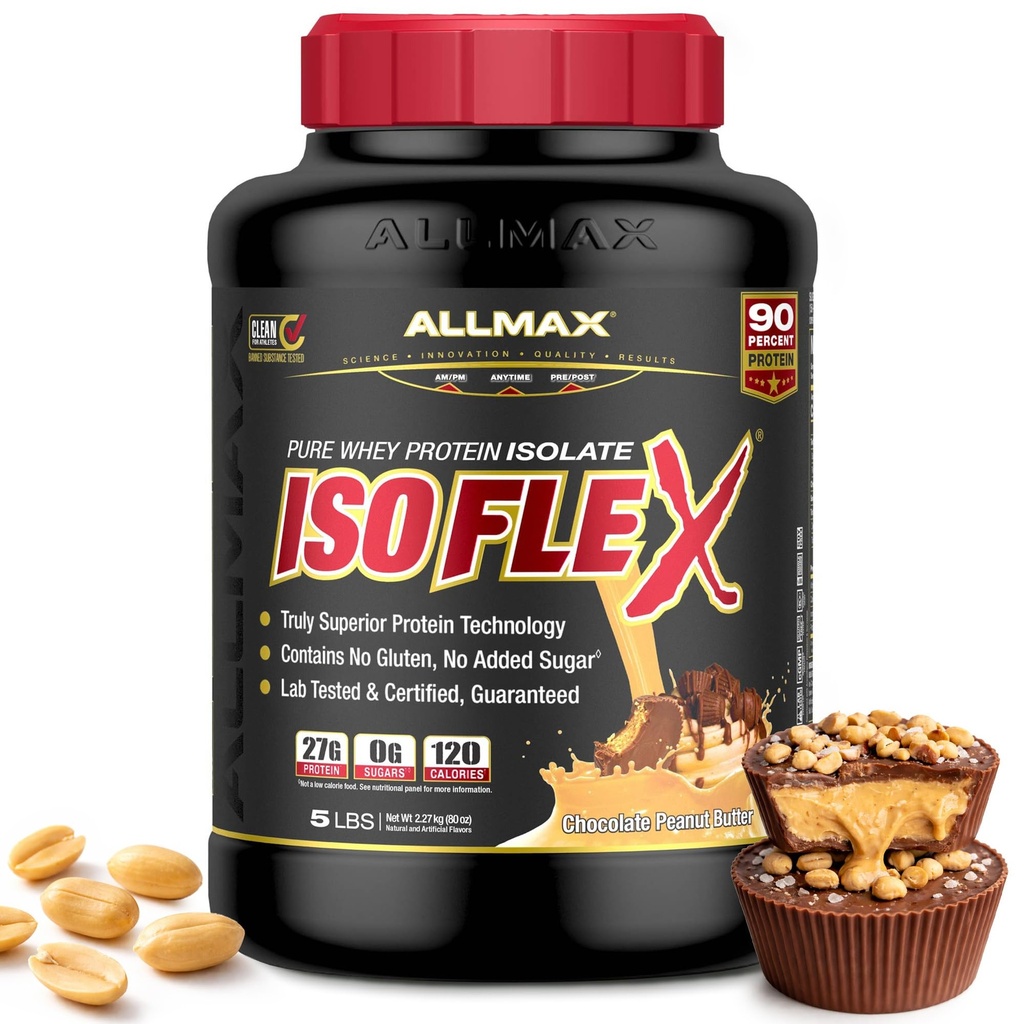 ALLMAX Beslenme - ISOFLEX Whey Protein Toz, Whey proteini, 27g protein, Chocolate Peanut Butter, 5 Pound