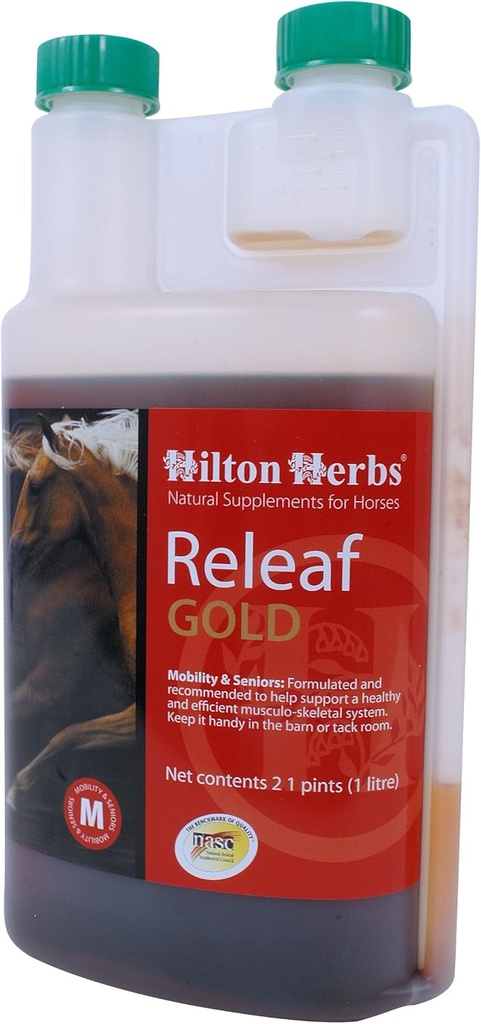Hilton Herbs Releaf Gold Herbal Mobility Supplement for Horses, 2.1pt Şişe
