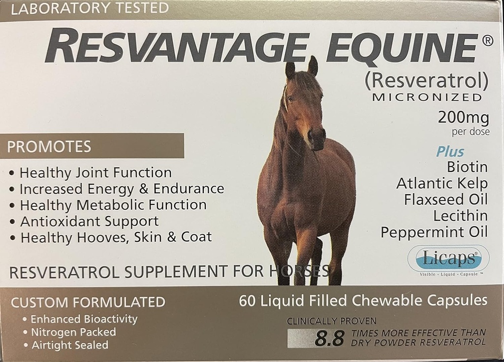 Equine συμπλήρωμα 60 μασώμενη ρεσβερατρόλη Υγρές Γεμισμένες κάψουλες για άλογα
