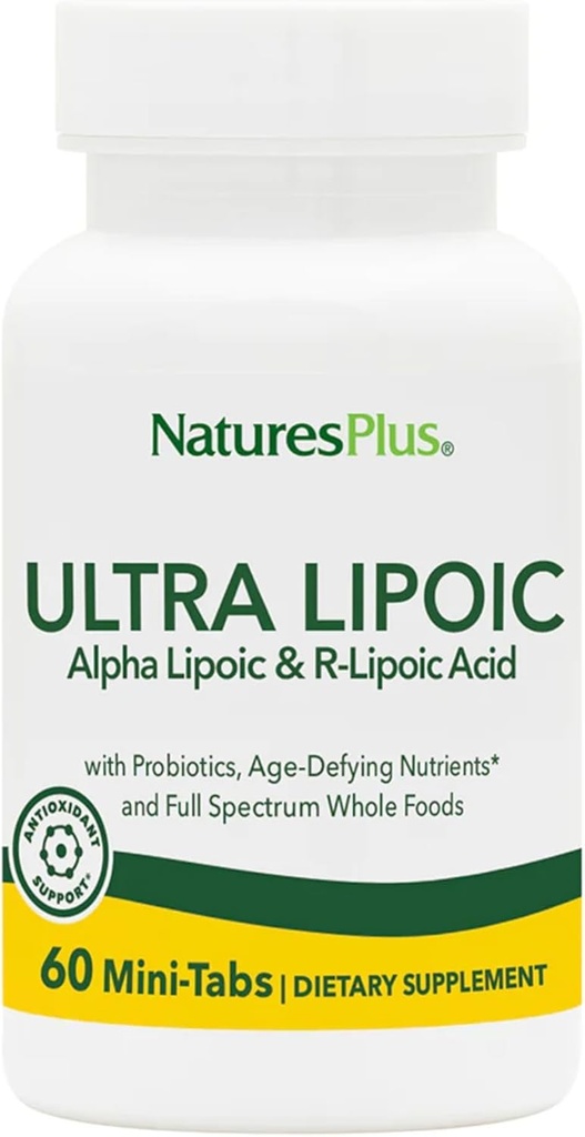 Natures Plus Ultra Lipoic - 60 Bi-Layered Mini-Tabs - Probiyotiks, Nutrients & Whole Food Mechanics - Gluten Free - 30 Hizmet