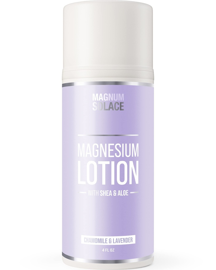 Magnum Solace Magnezyum Lotion – Super Tempd – Aloe ve Shea – For Leg Cramps, Sore Muscles & Commons, Rejuvenation – Çocuklar için Güvenli, ABD'de (Chamomile & Lavender)