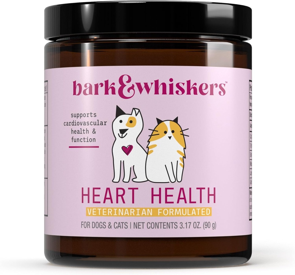 Bark & Whiskers Heart Health for Dogs & Cats, 3,17 oz. (90g), 90 Scoops, Cheddar Cheese Flavor, Υποστηρίζει Καρδιαγγειακή Υγεία και Λειτουργία, Veterinian Formulated, Non-GMO, Dr. Mercola