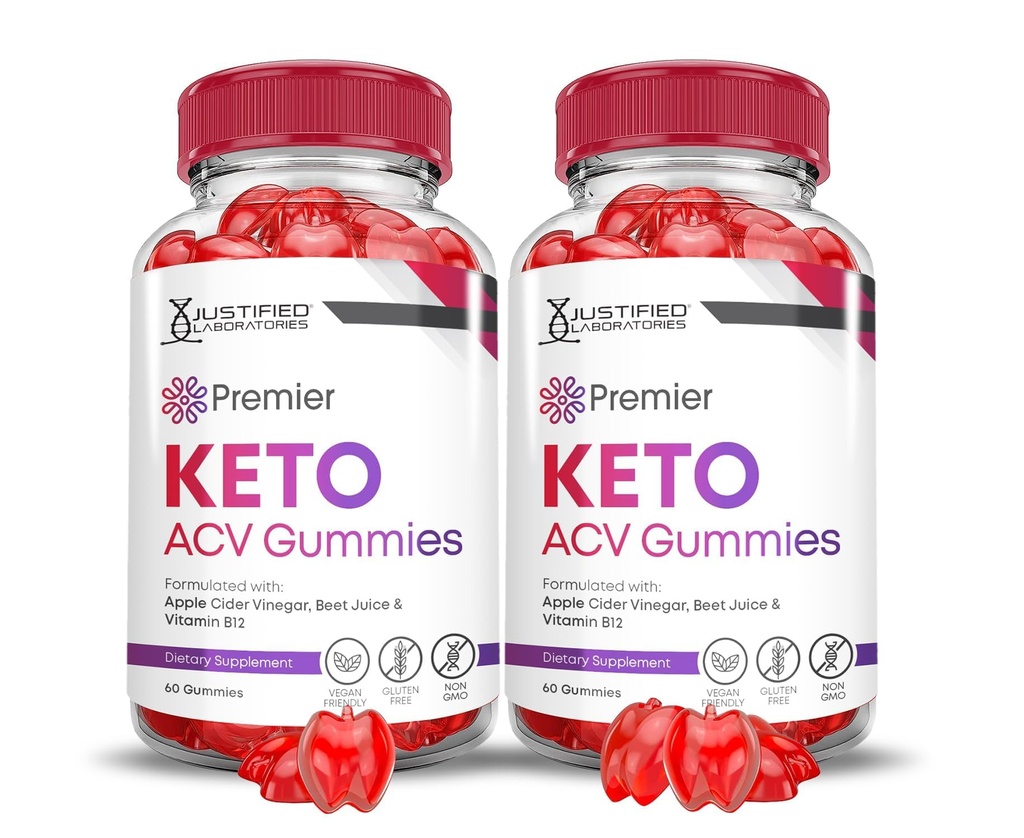 Justified Laboratories (2 Pack Premier Keto ACV Gummies Premier Keto Gummies Advanced 1000MG Apple Cider Vinegar Formulated with Pomegranate Beet Juice B12 Vegan Non GMO 120 Gummys