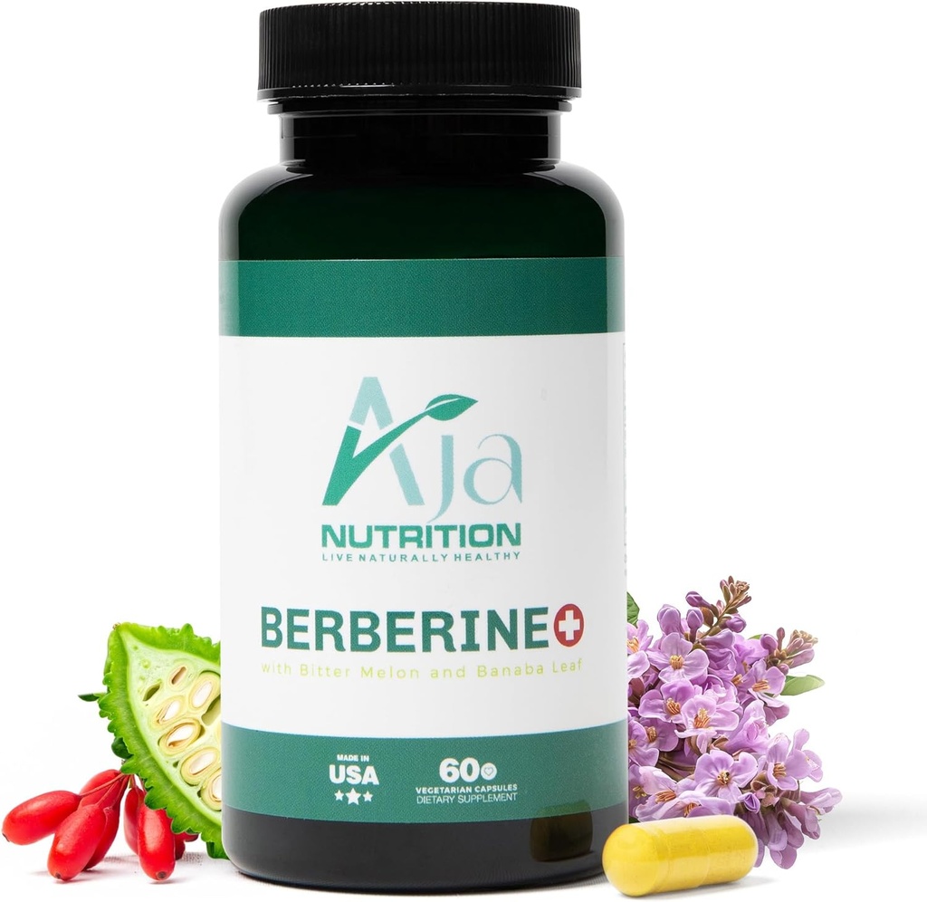 Berberine Plus – Triple Action Metabolic Support Supplement with Berberine HCl 500 mg, Bitter Melon & Banaba Leaf – 1250 mg Herbal Actives – Energy & Digestive Support – 60 Vegan Capsules