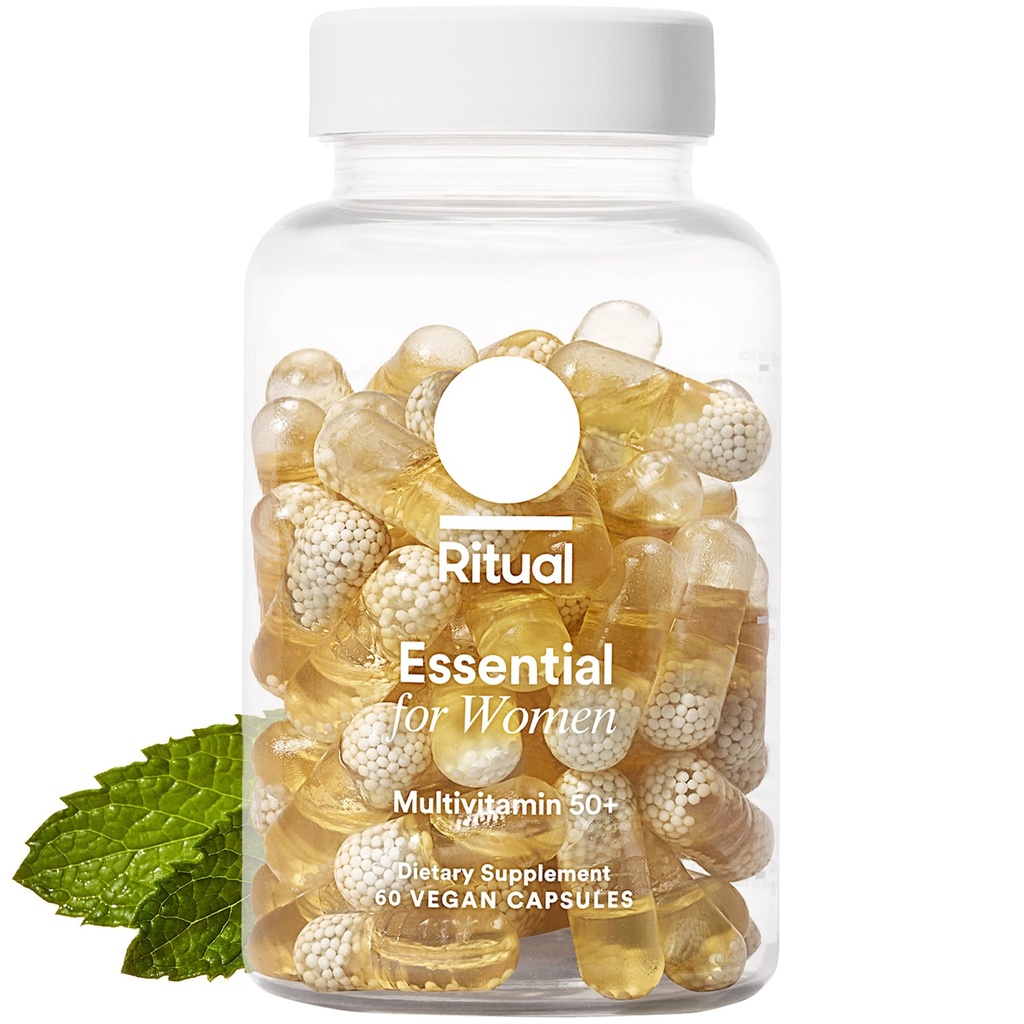 Kadınlar için Ritual Multivitamin 50+, Menopause Supplements with Vitamin D3, K2 ve Bone Support*, Omega-3 DHA, B12, Non-GMO, Mint Essenced, 30 Day Supply, 60 Vegan Capsules