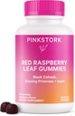 Pink Stork Red Raspberry Leaf Gummies - Third Trimester Labor Prep + Postpartum Mood Essentials with Evening Primrose Oil + Black Cohosh - 60 Vegan Gummy Συμπληρώματα, Μη ΓΤΟ