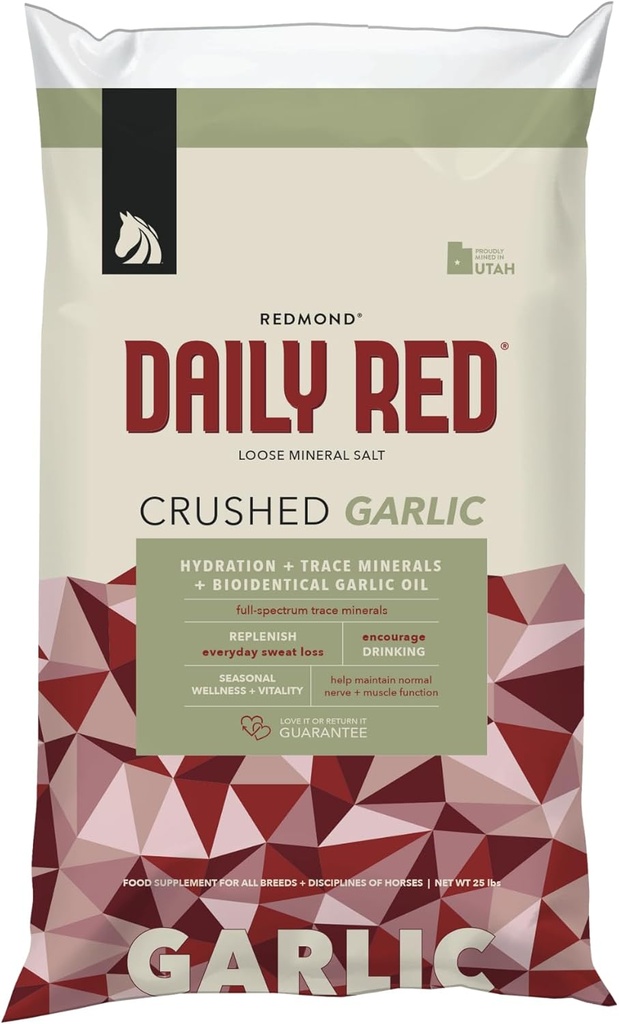 Günlük RED Crushed Garlic - Atlar için Mineral Supplement (25 LB Garlic)