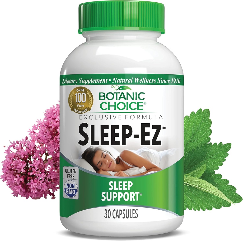 Botanic Choice Sleep-Ez- Güçlü Valerian Ekstraksiyon, Melatonin, Hops, Kava Kava ve Lemon Balm, Grogginess (30 Capsules) ile Uykuya Yardım Etmeye Yardımcı Olacak