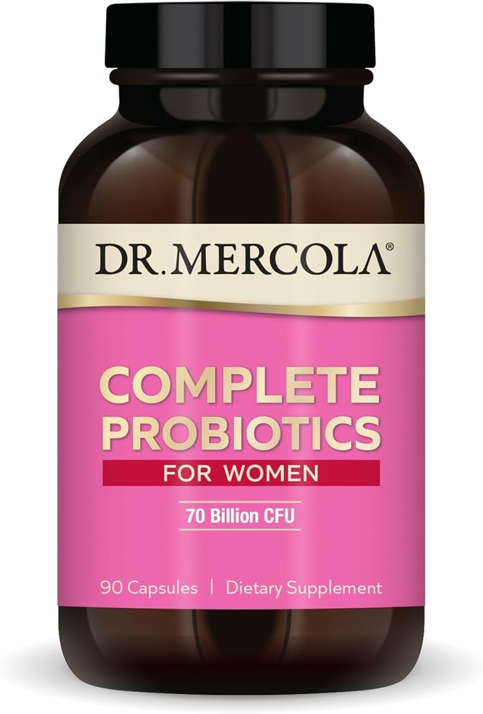Dr. Mercola Complete Probiotics for Women - Supports Gut, Vaginal & Immune Health - Περιέχει Lactobacillus Strains - Μη ΓΤΟ, Χωρίς γλουτένη & Χωρίς σόγια - 90 κάψουλες (90 σερβιρίσματα)