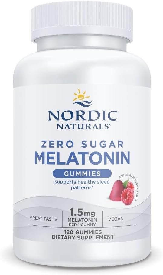 Nordic Naturals Zero Sugar Melatonin Gummies, Raspberry - 120 Gummies - 1,5 mg Melatonin - Μεγάλη Γεύση - Ξεκούραστος ύπνος, Αντιοξειδωτική Υποστήριξη - Μη ΓΤΟ, Vegan - 120 Υπηρεσίες