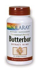 SOLARAY Butterbur Kökleri 50 mg | Sağlıklı Vascular Smooth Kas, Blood Flow, Respiratory Function & Urinary System Health | 60ct
