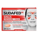 Sudafed PE Sinus Pressure + δισκία ανακούφισης του πόνου, μέγιστη δύναμη, μη- υπνηλία, εξωχρηματιστηριακά θεραπεία ανακούφισης του κόλπου με πόνο Reliever Acetamophen & φαινυλεφρίνη HCl Nasινικό αποσυμφορητικό, 24 ct