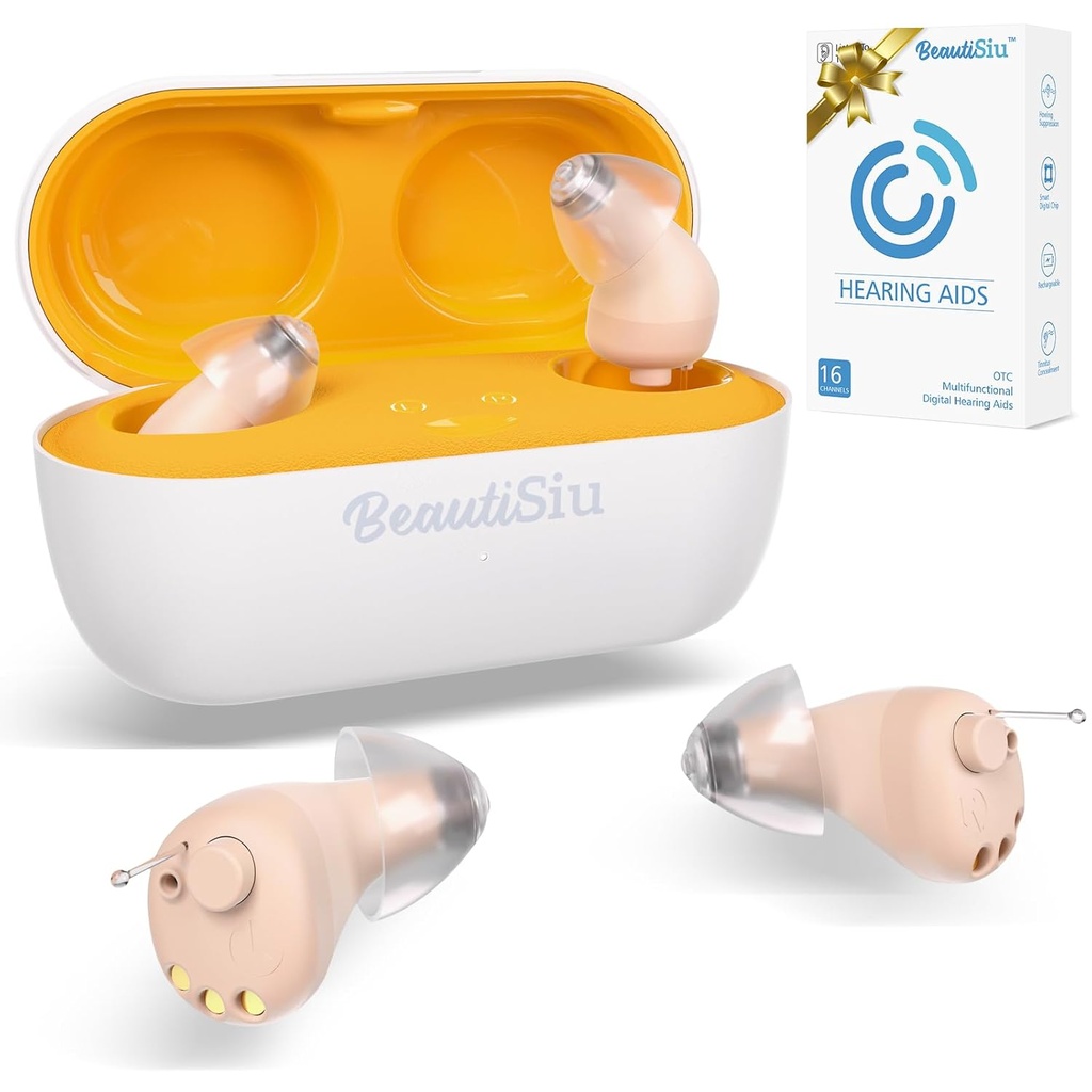 Βοηθήματα ακοής – Premium επαναφορτιζόμενη ακουστική βοήθεια για Elder/Senior Απώλεια ακοής με Superior Ακύρωση θορύβου, Αόρατα Βοηθήματα Ακρόασης με υπόθεση φόρτισης, Μεγάλη διάρκεια έως 150 ώρες