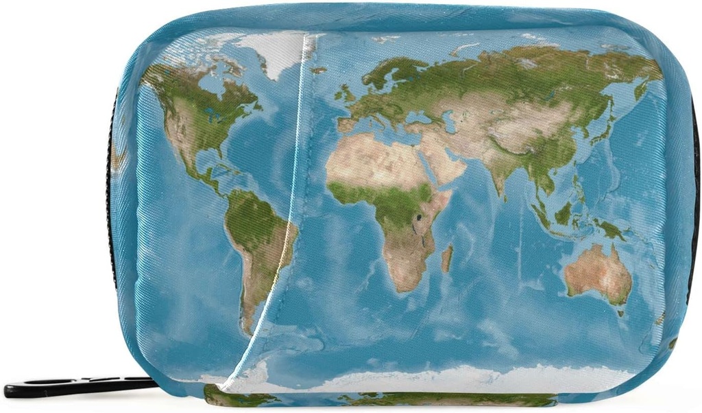 Pill Box 7 Day 3D World Map Pill Case Bag Travel Pill Organizer Bag with Rolls Portable Weekly Case Compact Boyut for Vitamin Supplement Sahibi