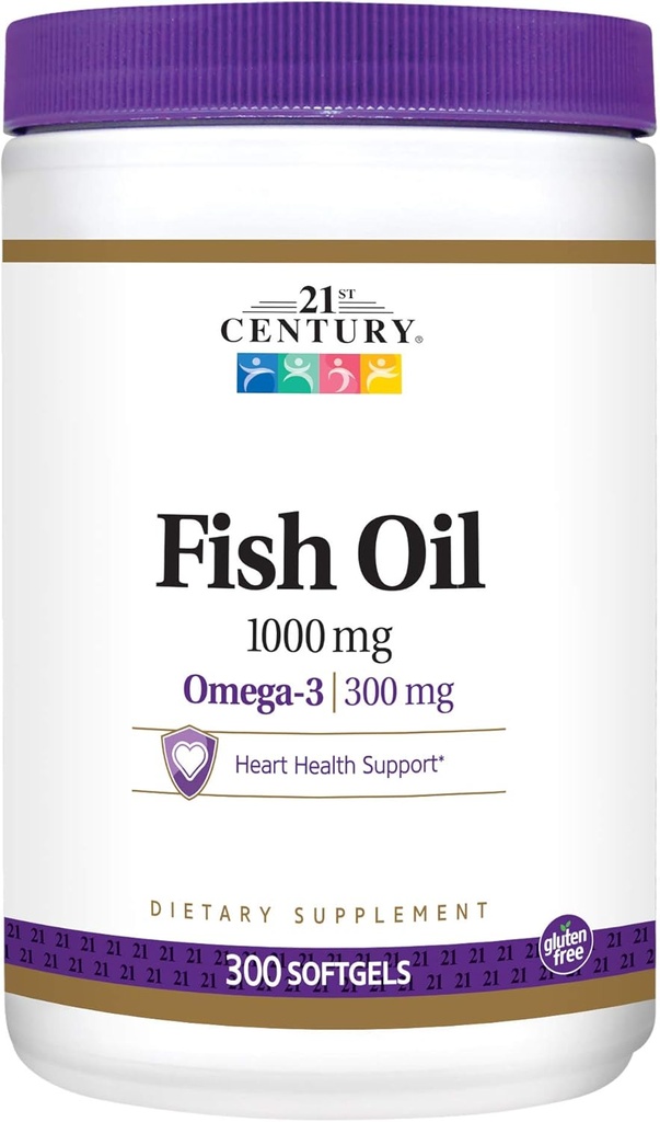 Fish Oil 21ου αιώνα 1000 mg Softgels, 300- Count (πακέτο των 3)