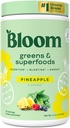 Bloom Beslenme Superfood Greens Toz, Probiyotikler ve Prebiyotiklerle Digestive Enzymes, Gut Health, Kadınlar için Bloating Relief, Chlorella, Green Juice Mix with Beet Root Toz, 25 SVG, Pineapple