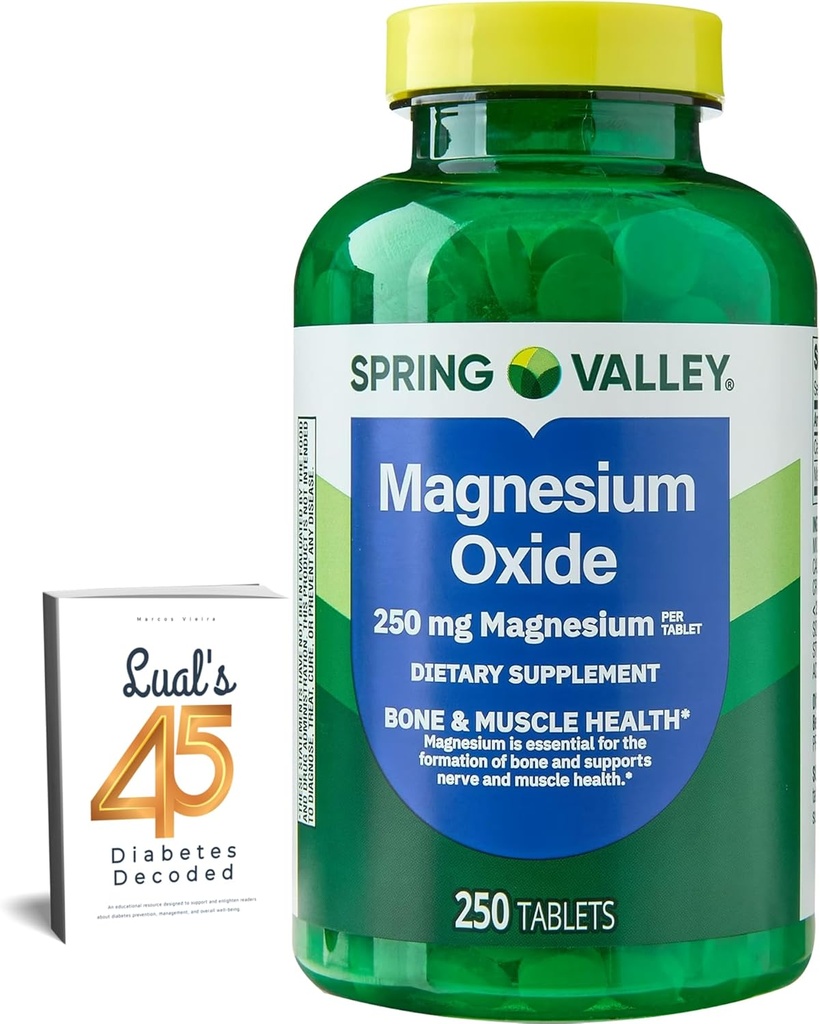 Spring Valley Magnezyum 250 mg 250 Kont, Bone & Muscle Health, Kadınlar için En İyi Magnezyum Tamamı, Diyetsel Supplement Schell