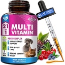 Cat & Dog Multivitamin Sıvı ile Glucosamine & Cranberry | 15 in 1 Health Supplements for Urinary Tract Kidney, Bladder, Hip & Ortak, Skin & Coat | Natural UTI Medicine Made in USA (60 ml)