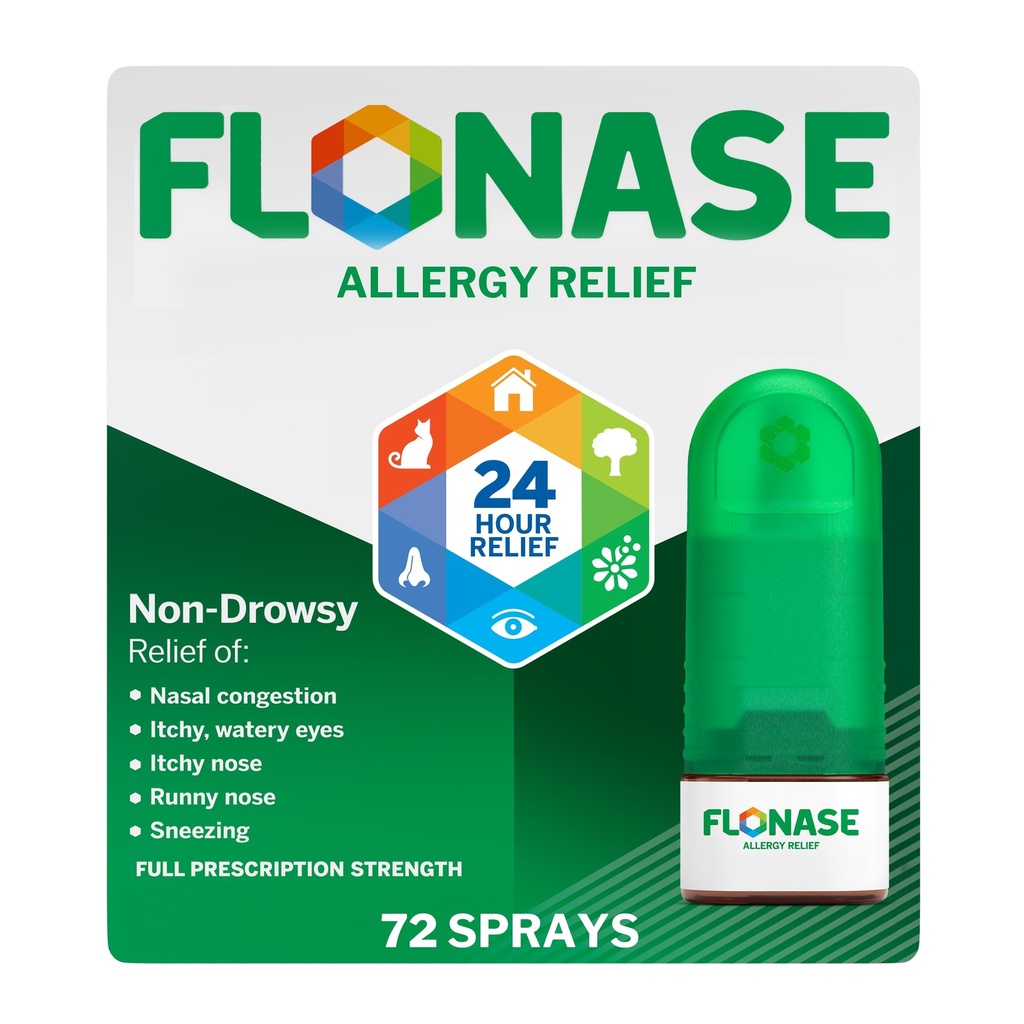 Flonase Alerji Yardımı Nasal Sprey, 24 Saat Drowsy Anti Allergy Tıp, Ölçümlü Nasal Mix - 72 Spreys - Fall and Mevsim Alerjisi