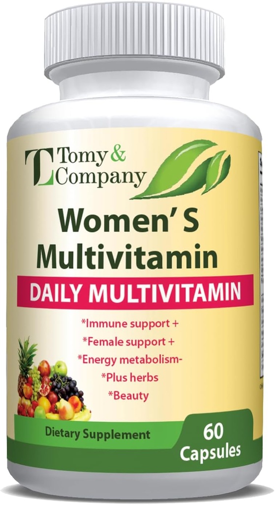 Tomy & Company Gluten-Free Vegetarian Women's Multivitamin with çinko, B6, B12, Biotin ve More - Saç, Skin & Nails, Bone Health, Immune Support, Women's Daily Vitamin Supplements Capsules