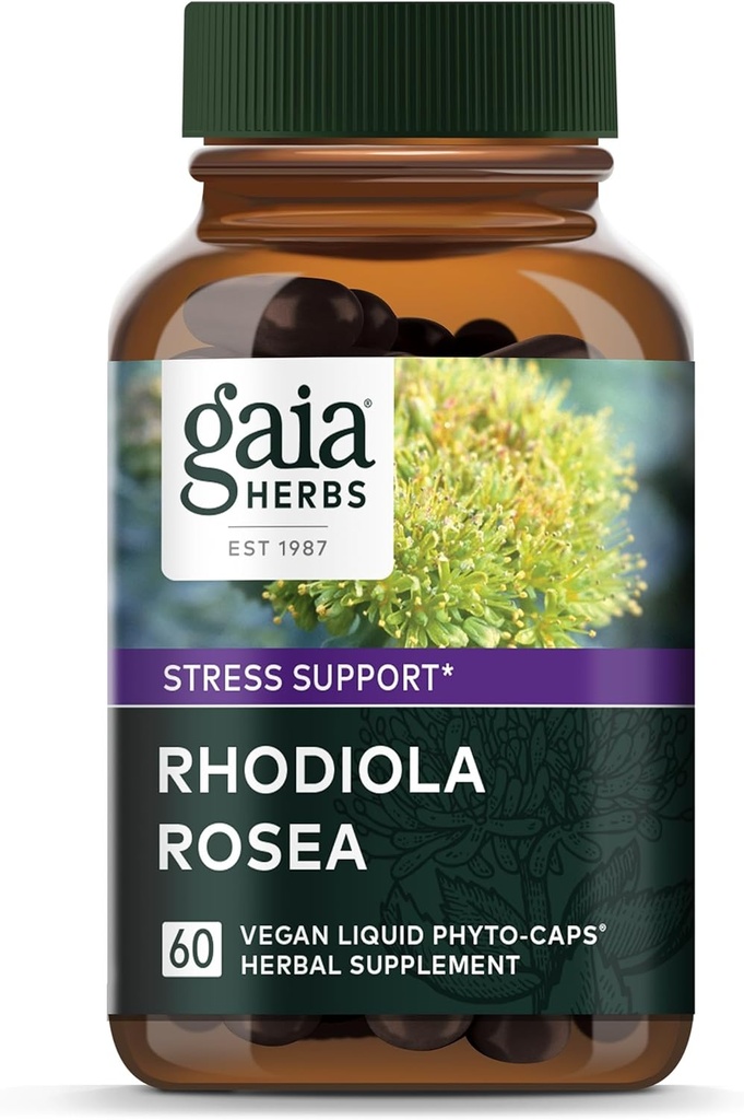 Gaia Herbs Rhodiola Rosea - Stres Desteği, Sağlıklı Stamina & Endurance'ı desteklemek için geleneksel olarak - Sibirya Rhodiola Kökleri* - 60 Vegan Sıvı Phyto-Capsules (30-Day Supply)