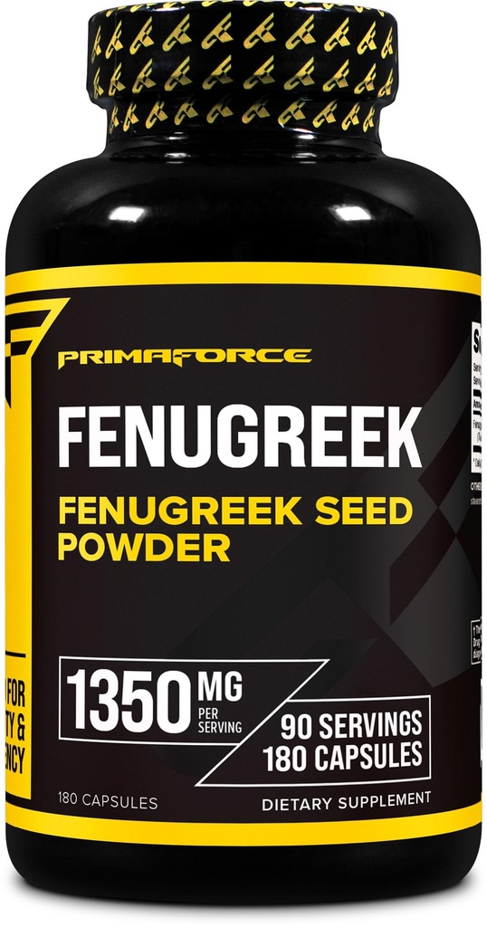 Primaforce Fenugreek Tohum Capsules (180 Capsules / 1350 mg Per Servis, 2 Capsule hizmet) - Premium Herbal Supplement for Men and Women, Non-GMO, Gluten Free Supplement