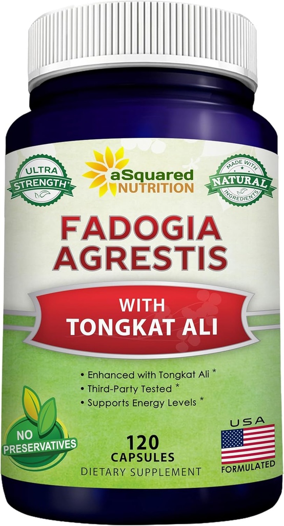ASquared Beslenme Fadogia Agrestis 1000 mg & Tongkat Ali 400 mg - 120 Capsules - Fadogia Agrestis Ek ve Toz Kompleksi Pills