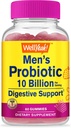 WellEvet Probiyotik Gummies for Men with 10 Milyar CFUs, Restore Natural Digestive Balance, Gas, Bloating, and Irregularity, Gluten Free, Non-GMO, Vegetarian - 60 Gummies