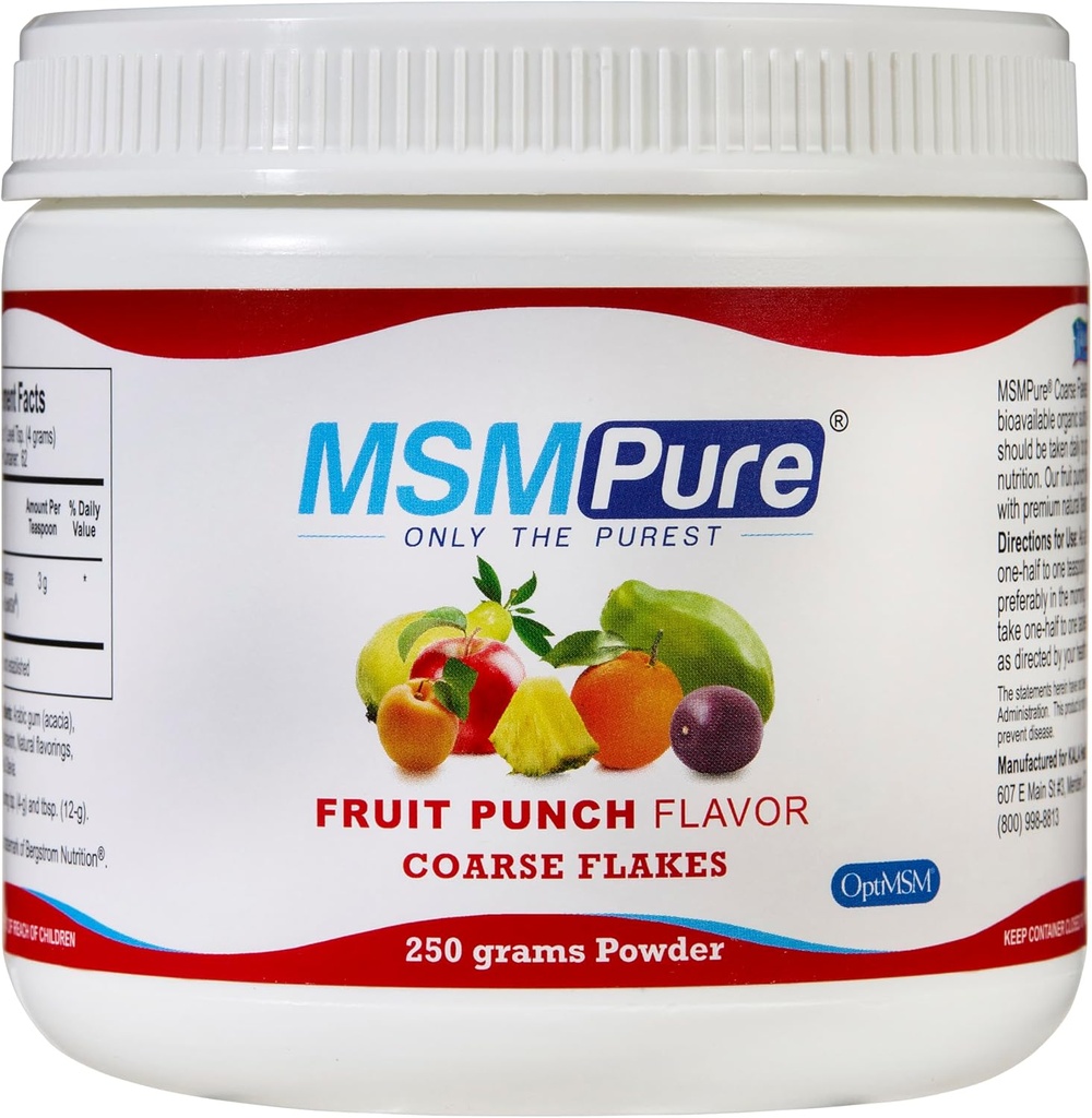 KALA SA MSMPure Fruit Punch Flavored Coarse MSM Toz Flakes – US- Made MSM for Joint Health, Skin Görünüm ve Saç & Nail Desteği – 8.8 oz, Organik Sulfurt