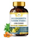 Organik Veda Mullein Turmeric Quercetin Lung Cleanse Capsules - Güçlü Biyoflavonoyaklar, Supertres Vitamin C, Bromelain, Mullein Broşürü - Bronchial & Clear Lungs Supplement - 60 Vegan Pills