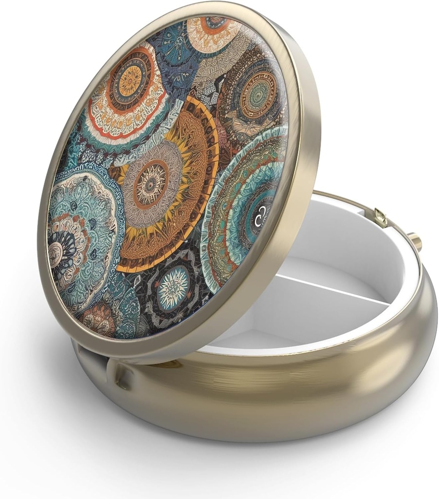 Κουτί χαπιών 3 Διαμέρισμα μικρή θήκη χαπιών, Πόρτο για Pocket ή Purse Pill Organizer Hipl Container Holder για να κρατήσει βιταμίνες, φαρμακευτική αγωγή, ιχθυέλαιο και συμπληρώματα (Blue Cracked Marbling)