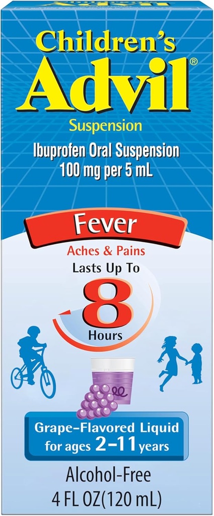 Çocuk Advil Ağrı Reliever ve Ateşleme, Çocuk Ibuprofen Sıvı Ağrı Yardımı Tıp, Grape - 4 Fl Oz Oz Oz