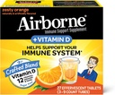 Airborne 750mg Vitamin C with Zinc Effervescent Tablets, Immune Support Supplement with Powerful Antioxidants Vitamins A C D3 & E - 27 Fizzy Drink Tablets, Zesty Orange Flavor