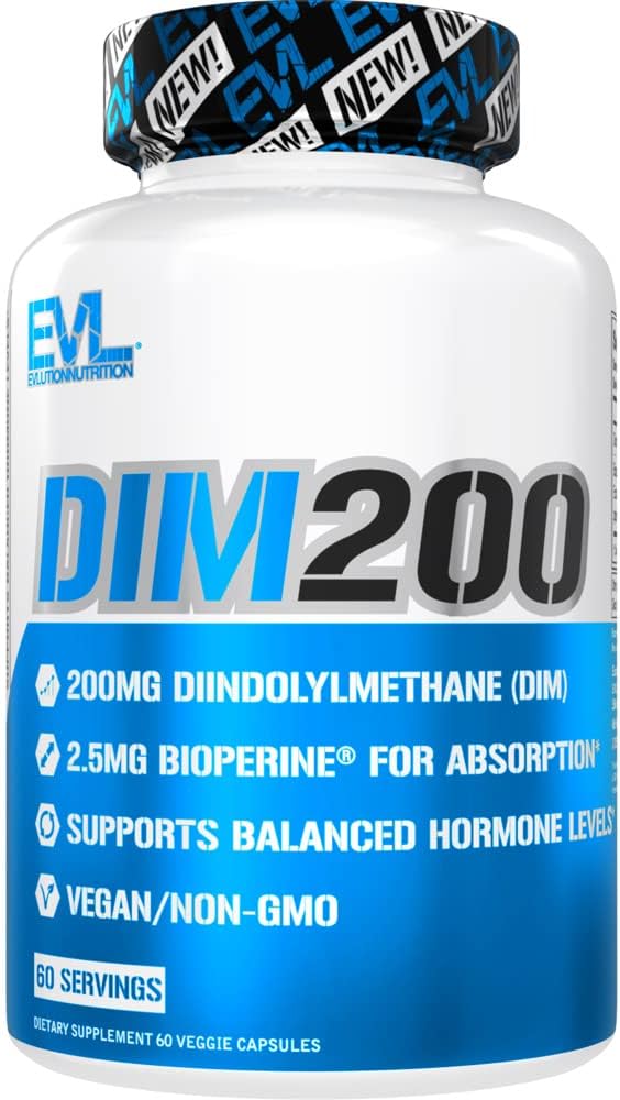 EVL Diindolylmethane Supplement for Men - Advanced DIM 200mg with Dim Plus Bioperine forBoostd Abors - Vegan Non-GMO Hormon Denge Supplement for Advancedd Energy Mood and Performance