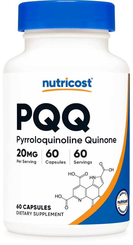 Nutricost PQ (Pyrroloquinoline Quinone) 20 mg, 60 Capsules - Vegetarian Capsules, Non-GMO, Gluten Free Free