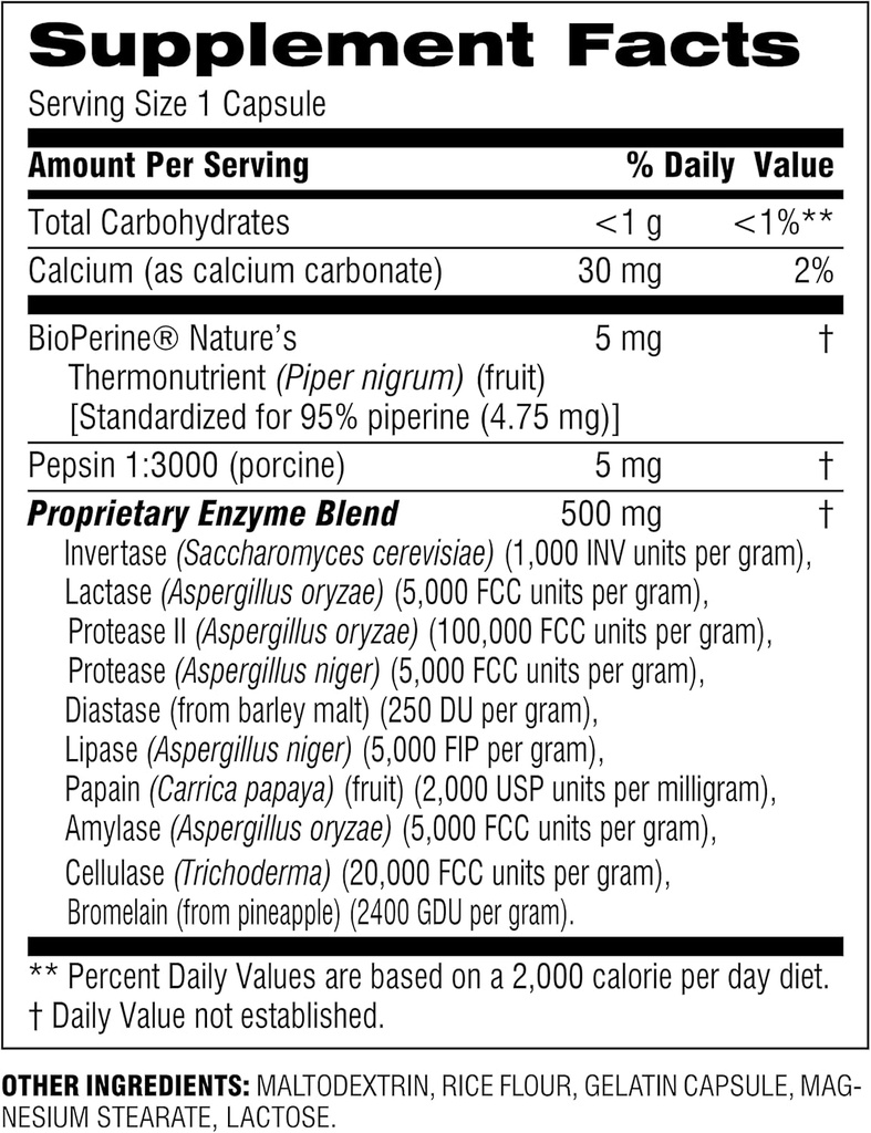 Botanic Choice Digestive Enzyme Complex - Digestive Aid for Healthy Gut Supplement for Better Digestion and βελτιωμένη απορρόφηση θρεπτικών συστατικών για να διευκολύνει την κοιλιακή αιμορραγία - 90 χάπια