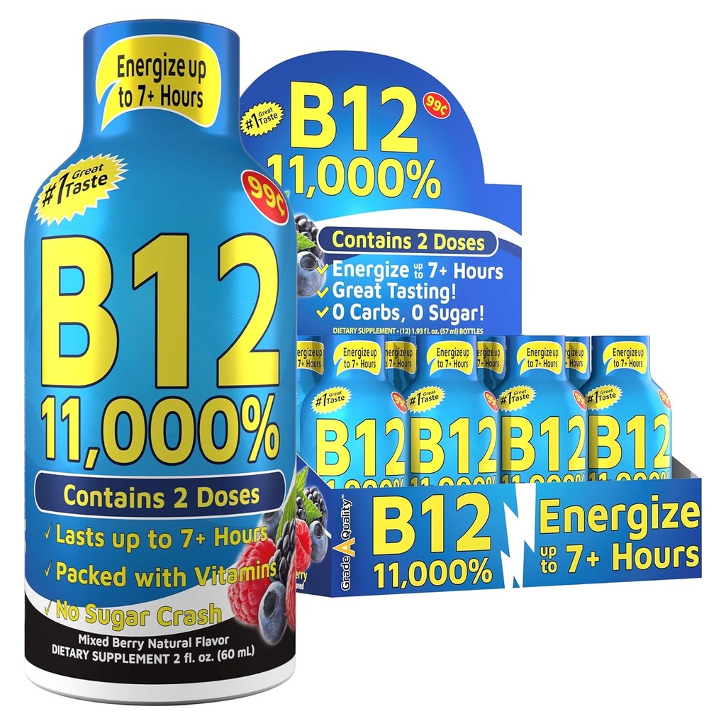 Enerji Vitaminleri, Karma Berry Flavor, Enerji Saatleri, 1.93 Fl Oz, 12 Kont