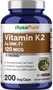 NusaPure Vitamin K2 MK7 120 mcg 200 Veggie Caps (Soy Free, Non-GMO, Vegan)