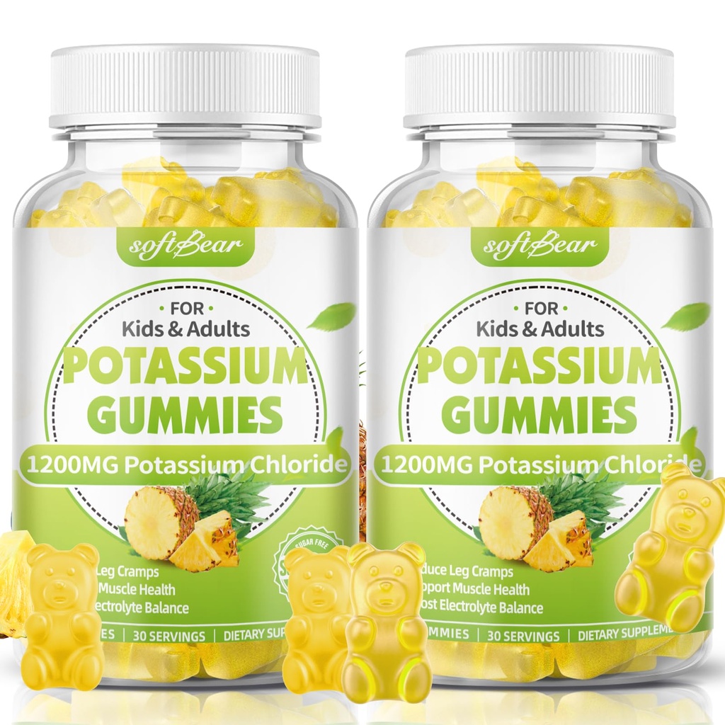 softbear P properties Chloride Gummies 1200 mg, Sugar-Free P properties Gummies for Yetişkinler Support Leg Cramps High Potency P properties Chloride Supplement, Pineapple Flavor 120 Count Count