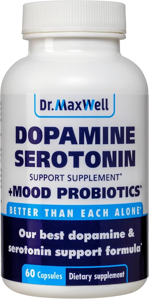 Serotonin ve Dopamine Supplements with Mood Probiyotik, 5in1 Support for (1) Dopamine (2) Serotonin (3) Mood (4) Rahatlama (5) Focus & Brain, 60 Capsules