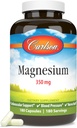 Carlson - Μαγνήσιο, 350 mg, Καρδιαγγειακή Υποστήριξη, Μυϊκή Λειτουργία & Νευρική Υγεία, 180 καψάκια