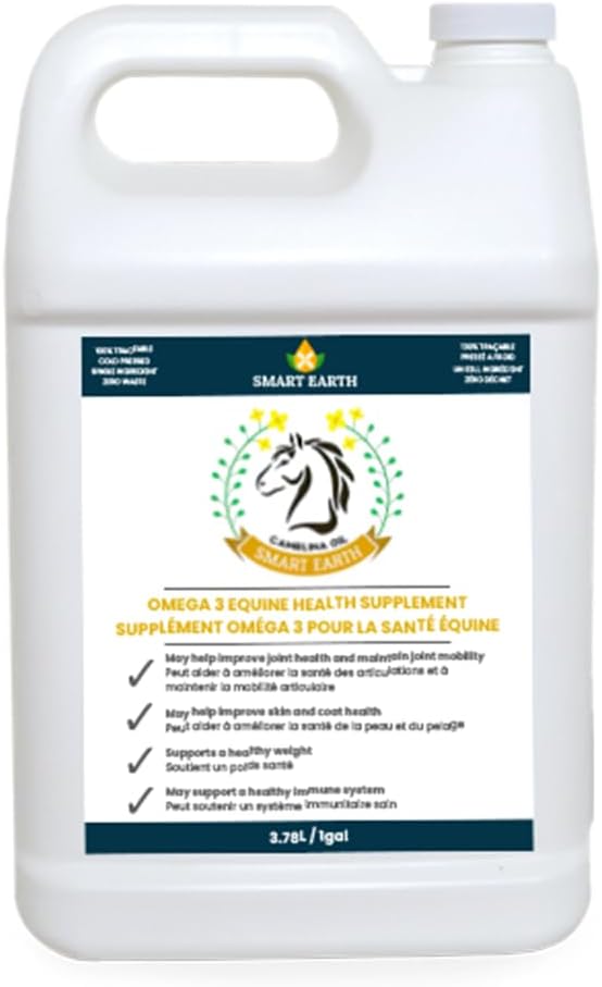 100% Pure Camelina Oil for Horses – Ωμέγα 3 & Βιταμίνη Ε πλούσιο συμπλήρωμα για το παλτό, Χούβες, Αρθρίτιδα, αρθρώσεις, αύξηση βάρους & Ulcers – False flaxseed Oil Made in Canada by Smart Earth, 1gal.